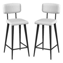 Home Square 26" Leather Rectangular Counter Stool in White - Set of 2