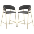 thumbnail image 1 of Home Square 26" Metal Height Bar Stool in Gray Faux Leather - Set of 2, 1 of 8