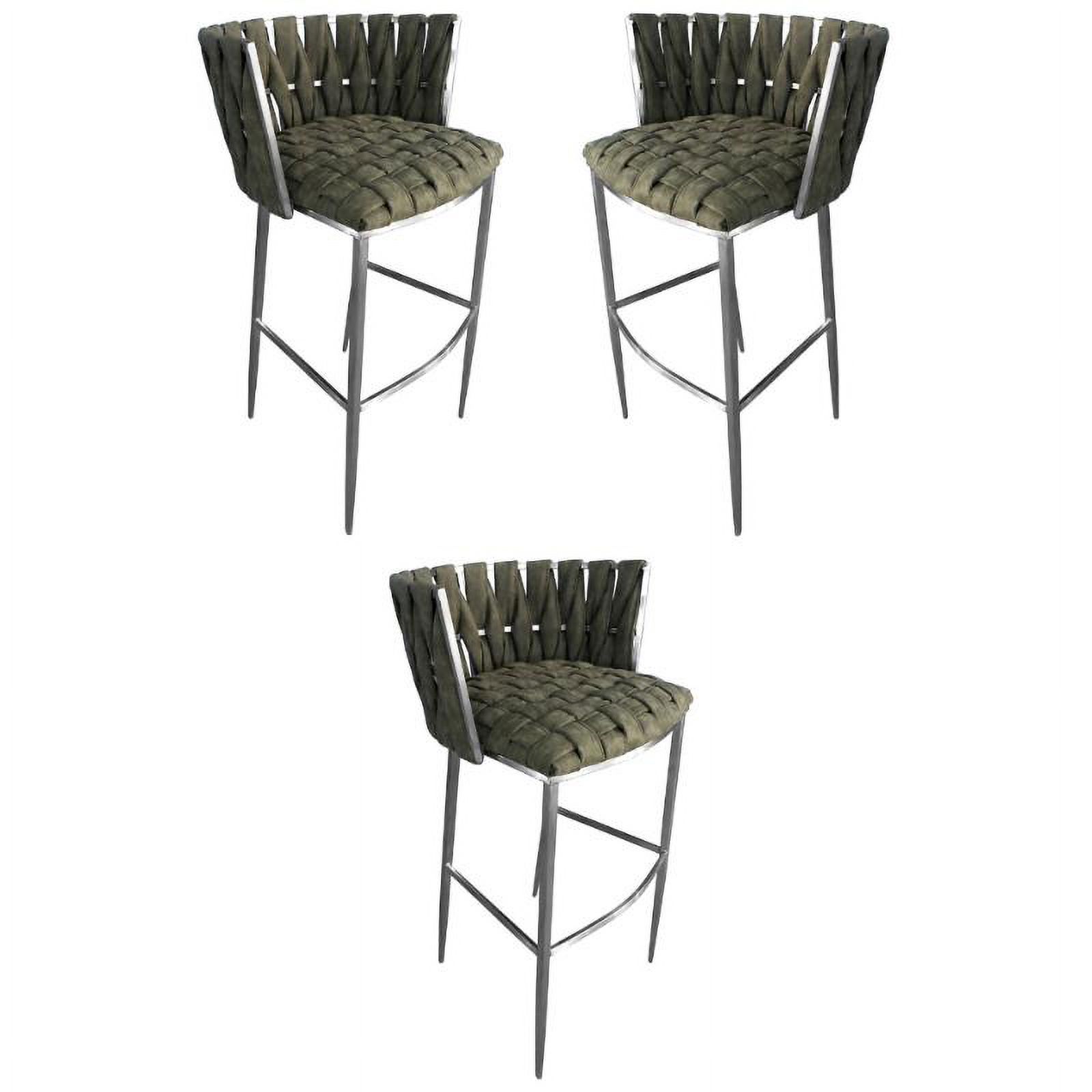 Home Square 26" Stainless Steel Counter Stool in Jade Green Set of 3
