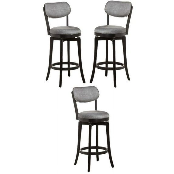 Home Square 26" Swivel Counter Stool in Black and Gray - Set of 3