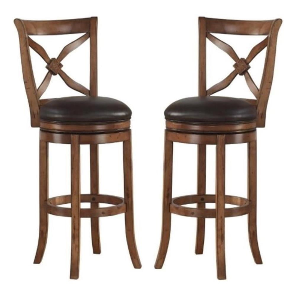 Home Square 26" Swivel Counter Stool in Light Oak - Set of 2 - Walmart.com