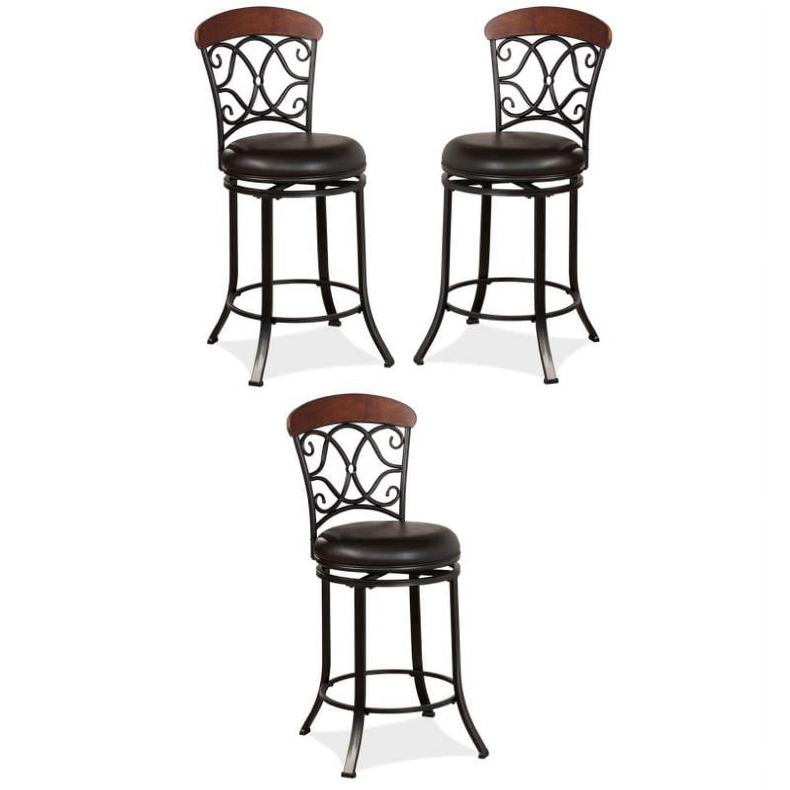 Home Square 26'' Swivel Counter Stool with Brown Vinyl- Set of 3 ...