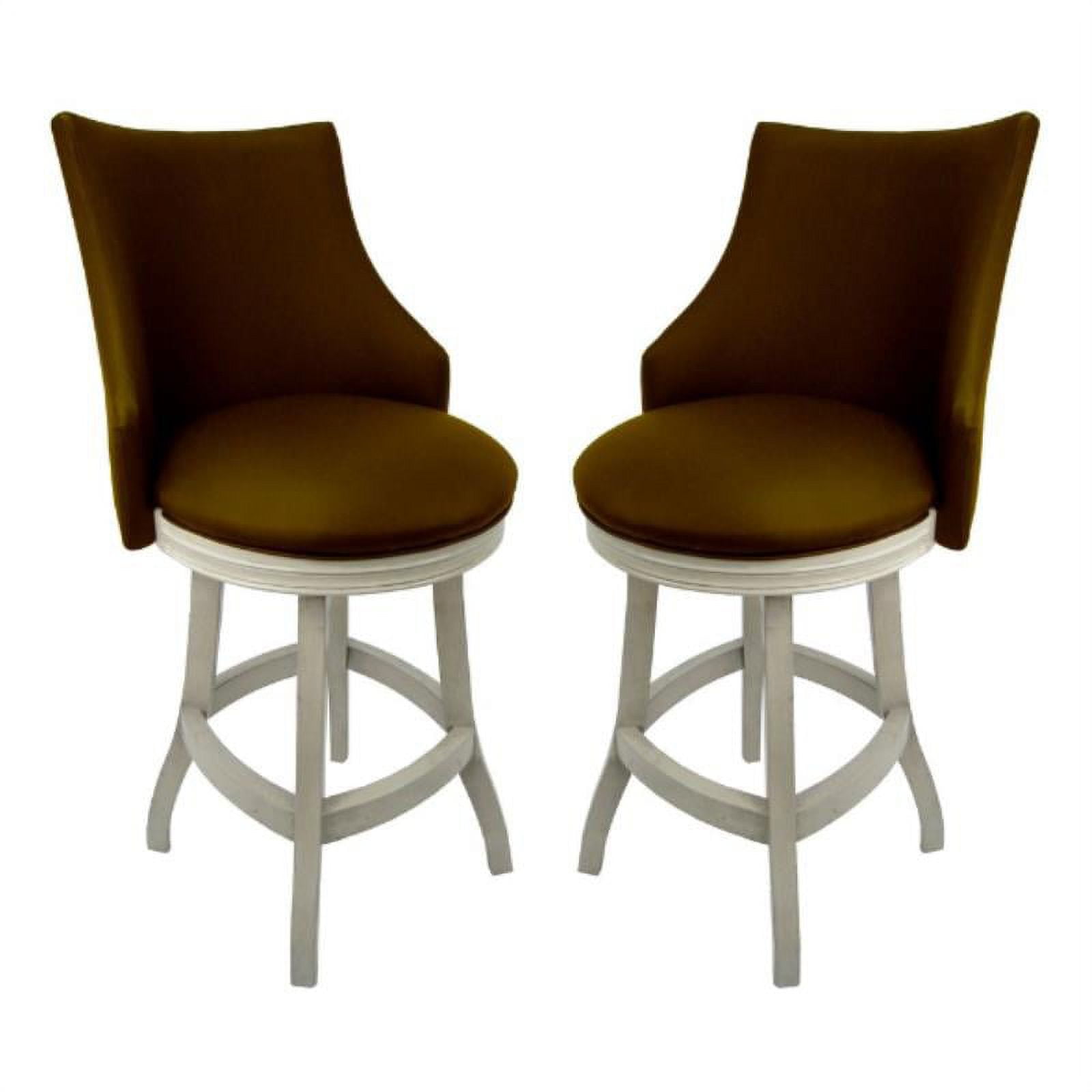 Home Square 26" Wood Counter Stool in Brown & White - Set of 2 ...