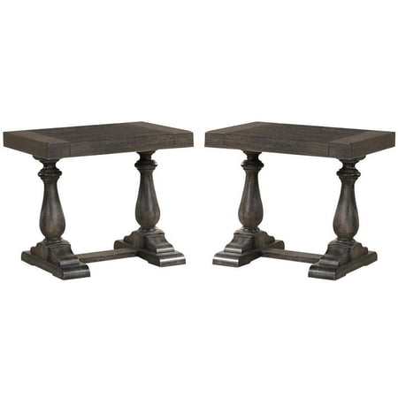 Home Square 27" Transitional Wood End Table in Dove Gray - Set of 2