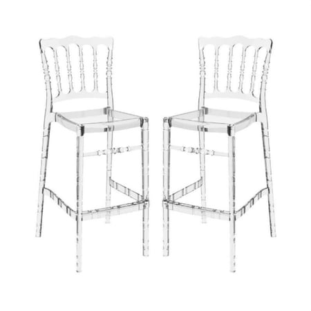 Home Square 29.5" Outdoor Bar Stool in Transparent Clear - Set of 2