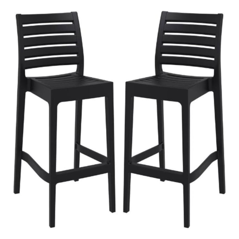 Home Square 29.5" Outdoor Wood Bar Stool in Black Set of 2