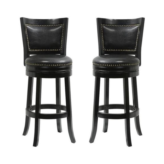 Home Square 29" Bristol Swivel Bar Stool in Black - Set of 2