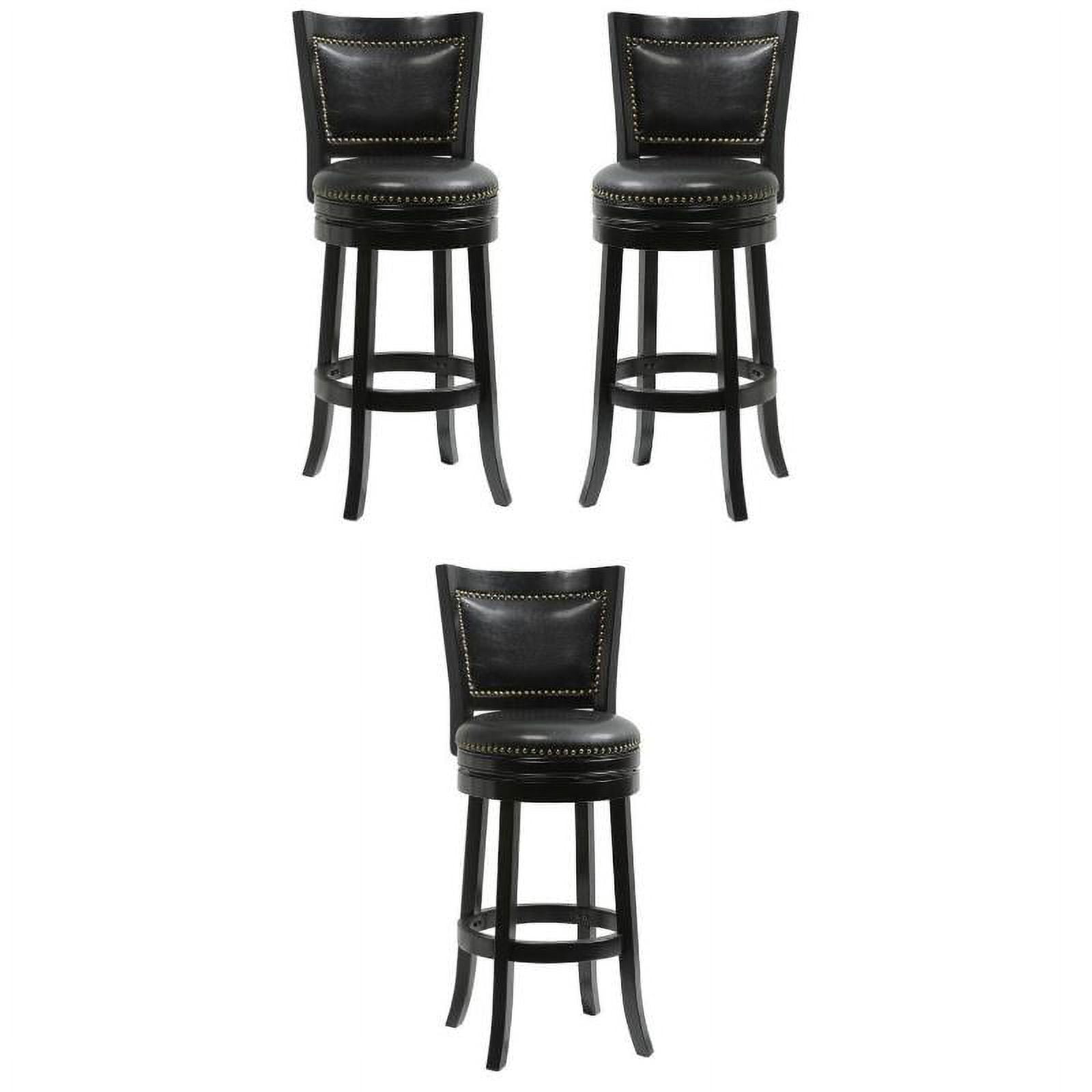 Home Square 29" Bristol Swivel Bar Stool in Black Set of 3