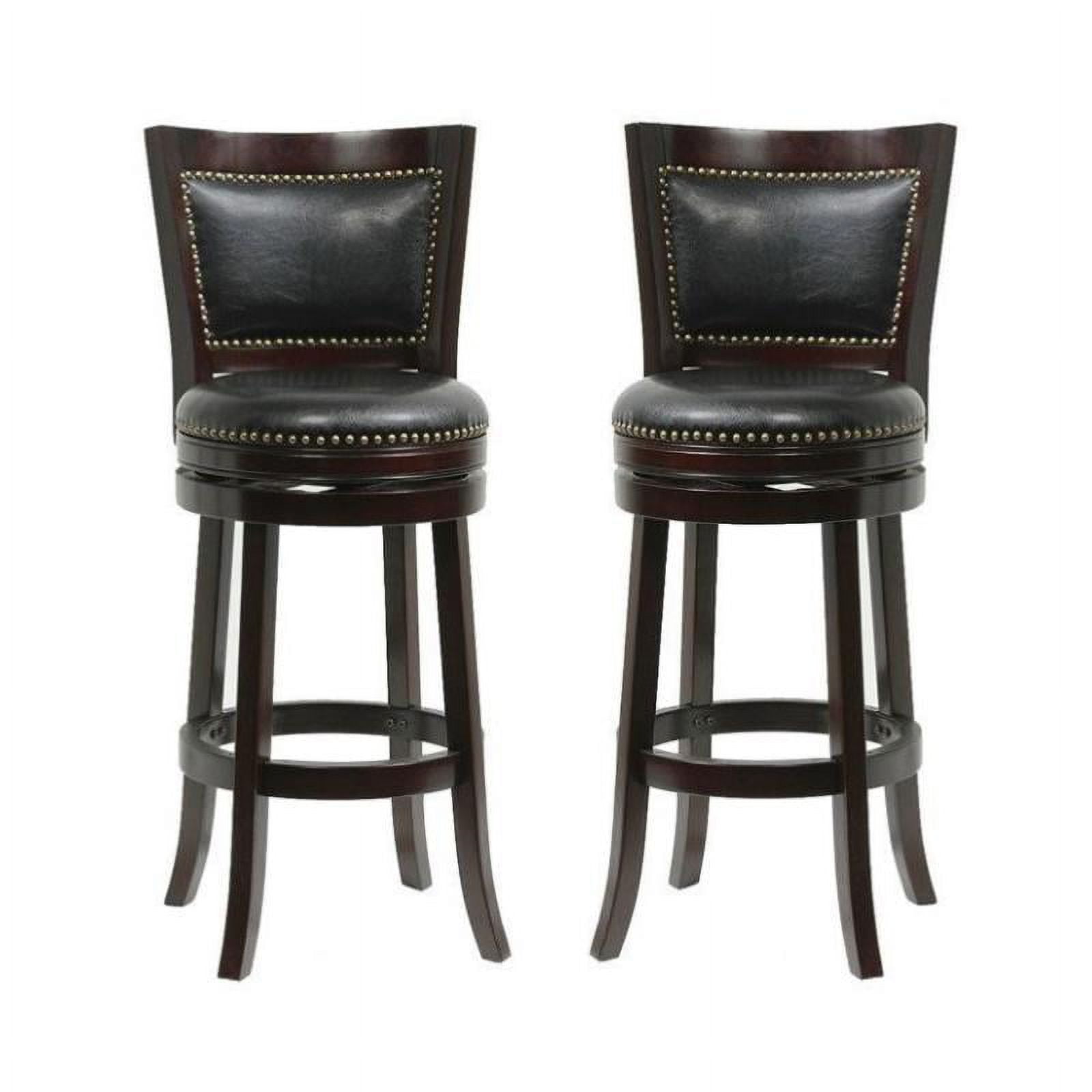 Home Square 29" Bristol Swivel Bar Stool in Cappuccino Set of 2