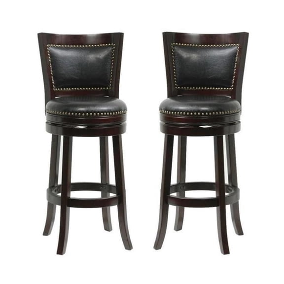 Home Square 29" Bristol Swivel Bar Stool in Cappuccino - Set of 2