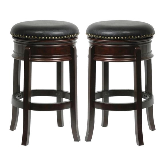 Home Square 29" Hamilton Swivel Bar Stool in Cappuccino - Set of 2