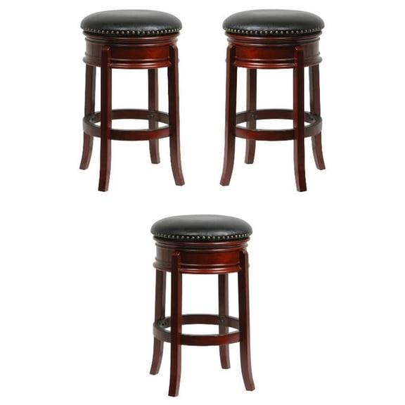 Home Square 29" Hamilton Swivel Bar Stool in Cherry - Set of 3