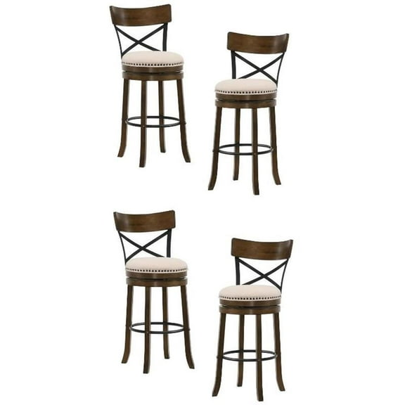 Home Square 29" Swivel Wood Barstool in Live Edge Oak - Set of 4