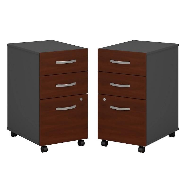 Home Square 3 Drawer Mobile Filing Cabinet Set in Hansen Cherry (Set of 2) - image 1 of 9