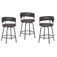 thumbnail image 1 of Home Square 3 Piece 26" Gray Faux Leather Swivel Barstool Set in Black, 1 of 5