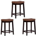 thumbnail image 1 of Home Square 3 Piece 26" Wood Saddle Counter Stool Set in Cognac Brown, 1 of 9