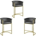 thumbnail image 1 of Home Square 3 Piece 27" Velvet Counter Stool Set with Gold Metal Base in Gray, 1 of 4