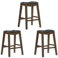 thumbnail image 1 of Home Square 3 Piece 29" Upholstered Faux Leather Saddle Bar Stool Set in Black, 1 of 5