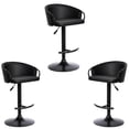 thumbnail image 1 of Home Square 3 Piece Adjustable Swivel Faux Leather Barstool Set in Black, 1 of 5