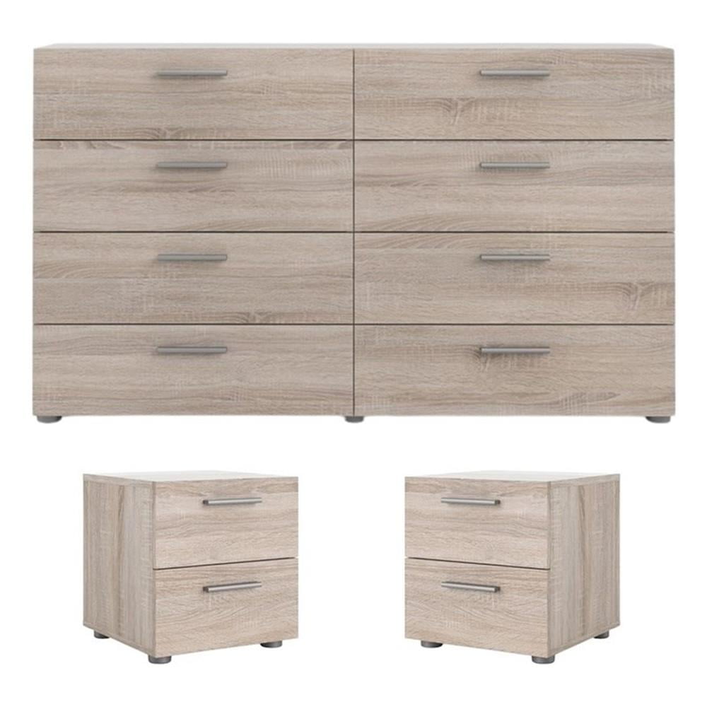 Truffle Gray Engineered Wood 3-Piece Bedroom Set with Dresser and Nightstands