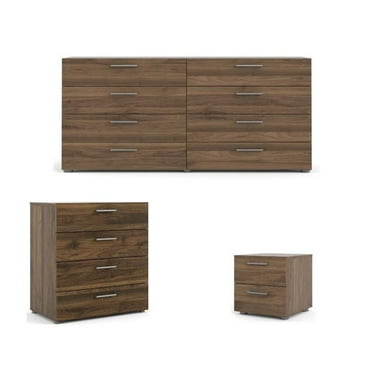 Home Square 3-Piece Scandinavian Engineered Wood Walnut