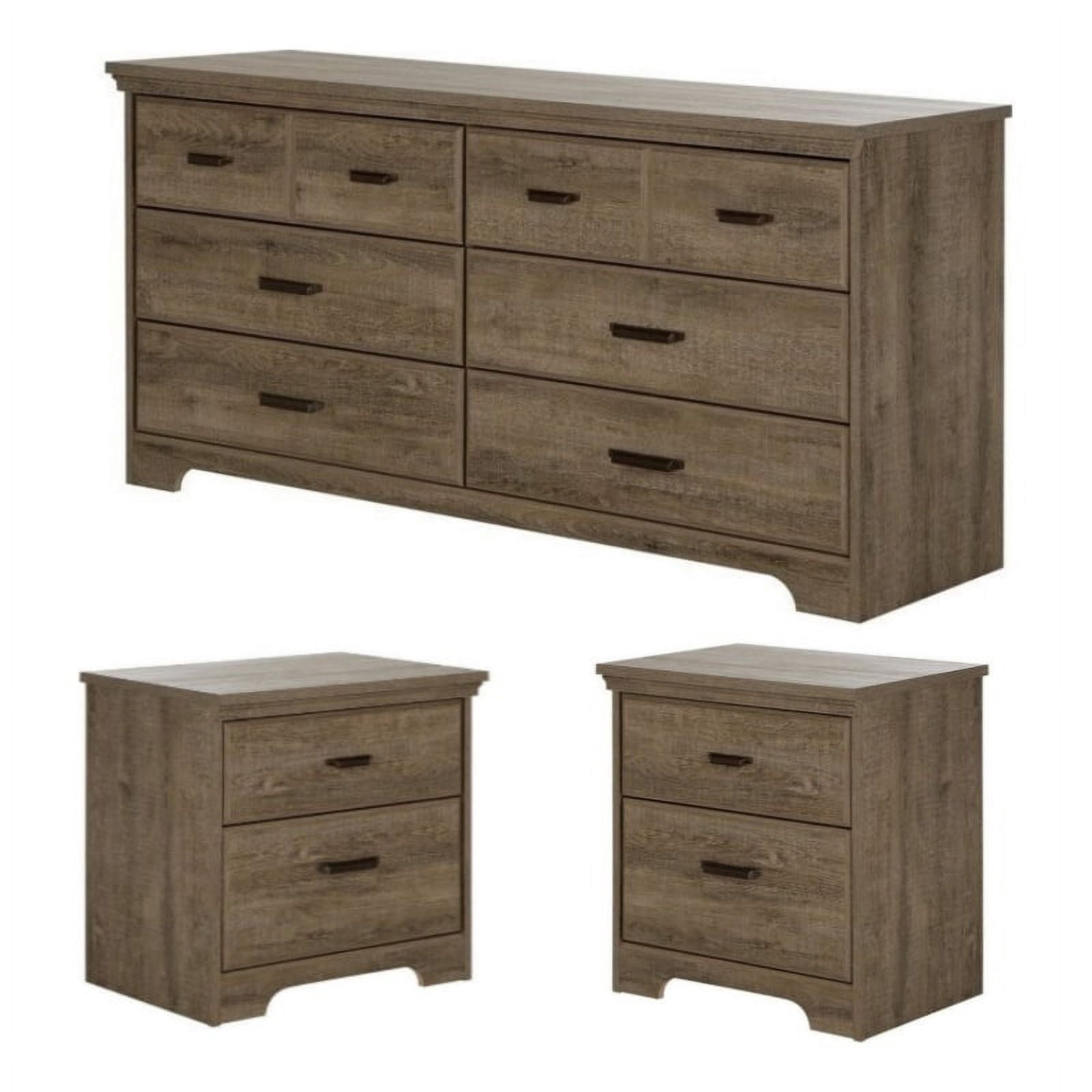 Home Square 3 Piece Modern Wood Drawer Furniture Set with Dresser and 2 ...