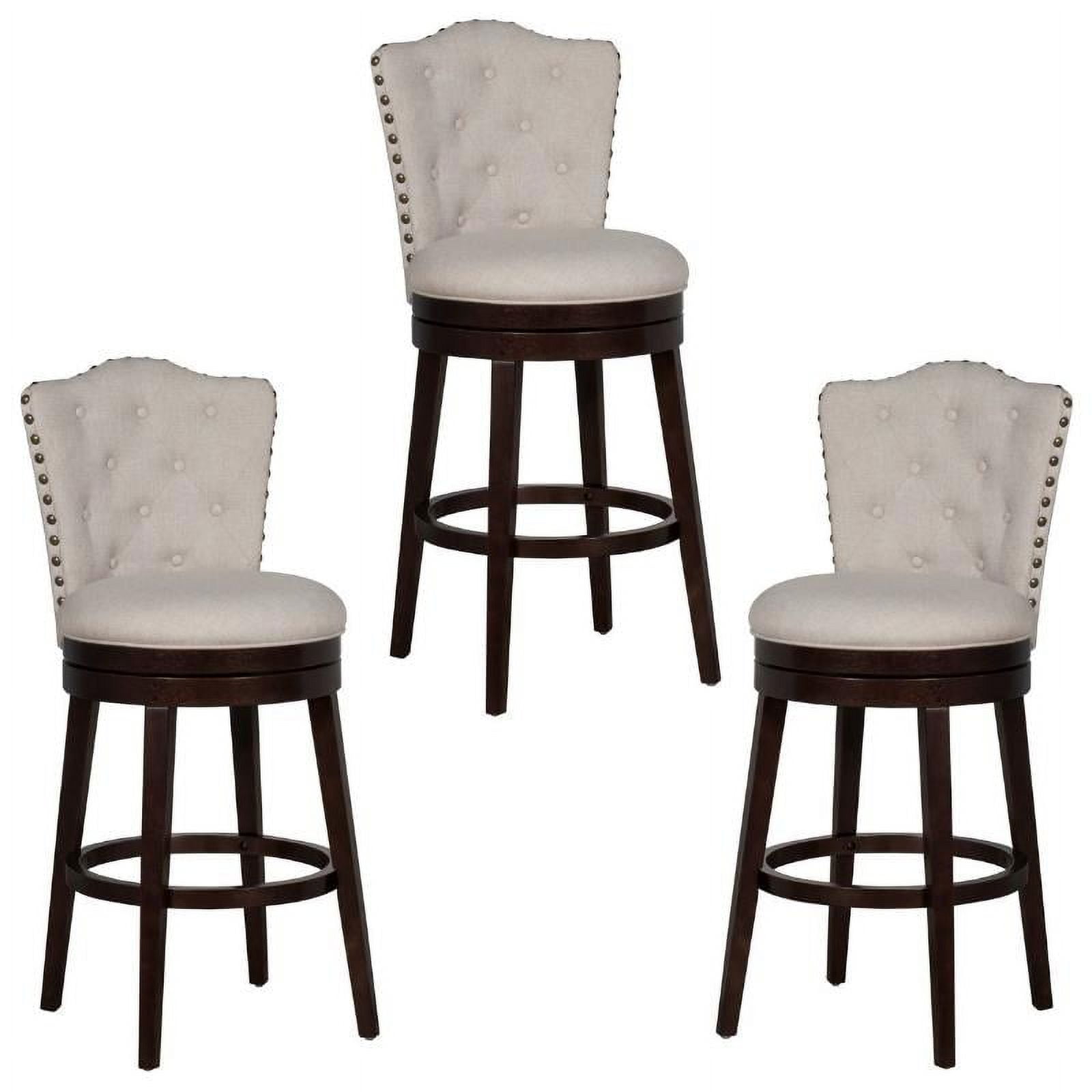 Home Square 3 Piece Fabric Upholstery Swivel Bar Stool Set in