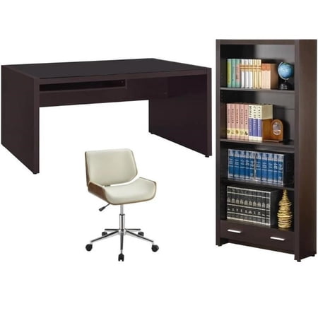 Home Square 3-Piece Furniture Set with Computer Desk Office Chair and Bookcase