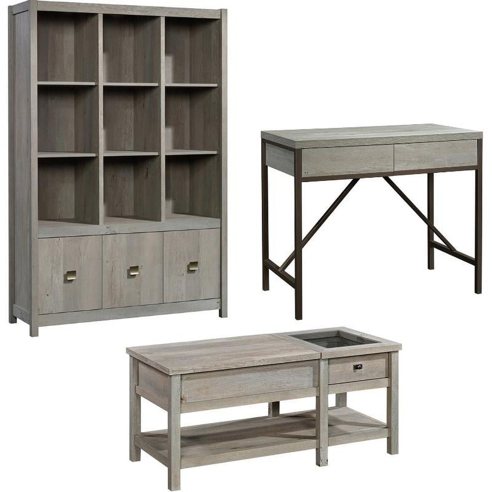Home Square 3 Piece Furniture Set with Desk 9Cubby Bookcase and Coffee Table