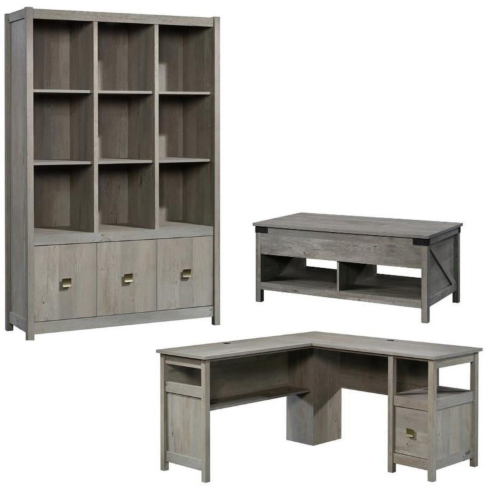 Home Square 3 Piece Furniture Set with Lshaped Desk Bookcase and