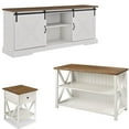 thumbnail image 1 of Home Square 3 Piece Living Room Set with 2 TV Stands and End Table in White, 1 of 20