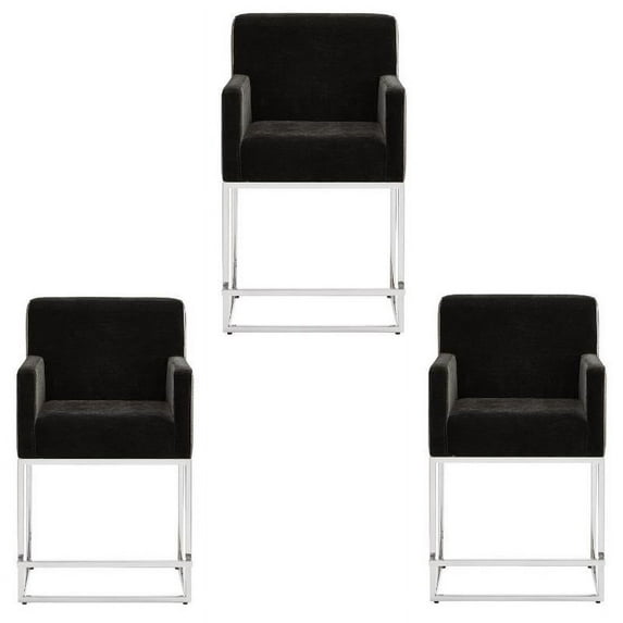 Home Square 3 Piece Modern Upholstered Counter Stool Set in Black and Gray