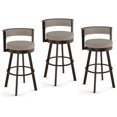 thumbnail image 1 of Home Square 3 Piece Polyester and Metal Swivel Bar Stool Set in Beige/Dark Brown, 1 of 4