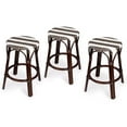 thumbnail image 1 of Home Square 3 Piece Rattan Counter Stool Set in Dark Brown and White, 1 of 8