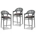 thumbnail image 1 of Home Square 3 Piece Rope and Metal Outdoor Bar Stool Set in Gray, 1 of 11