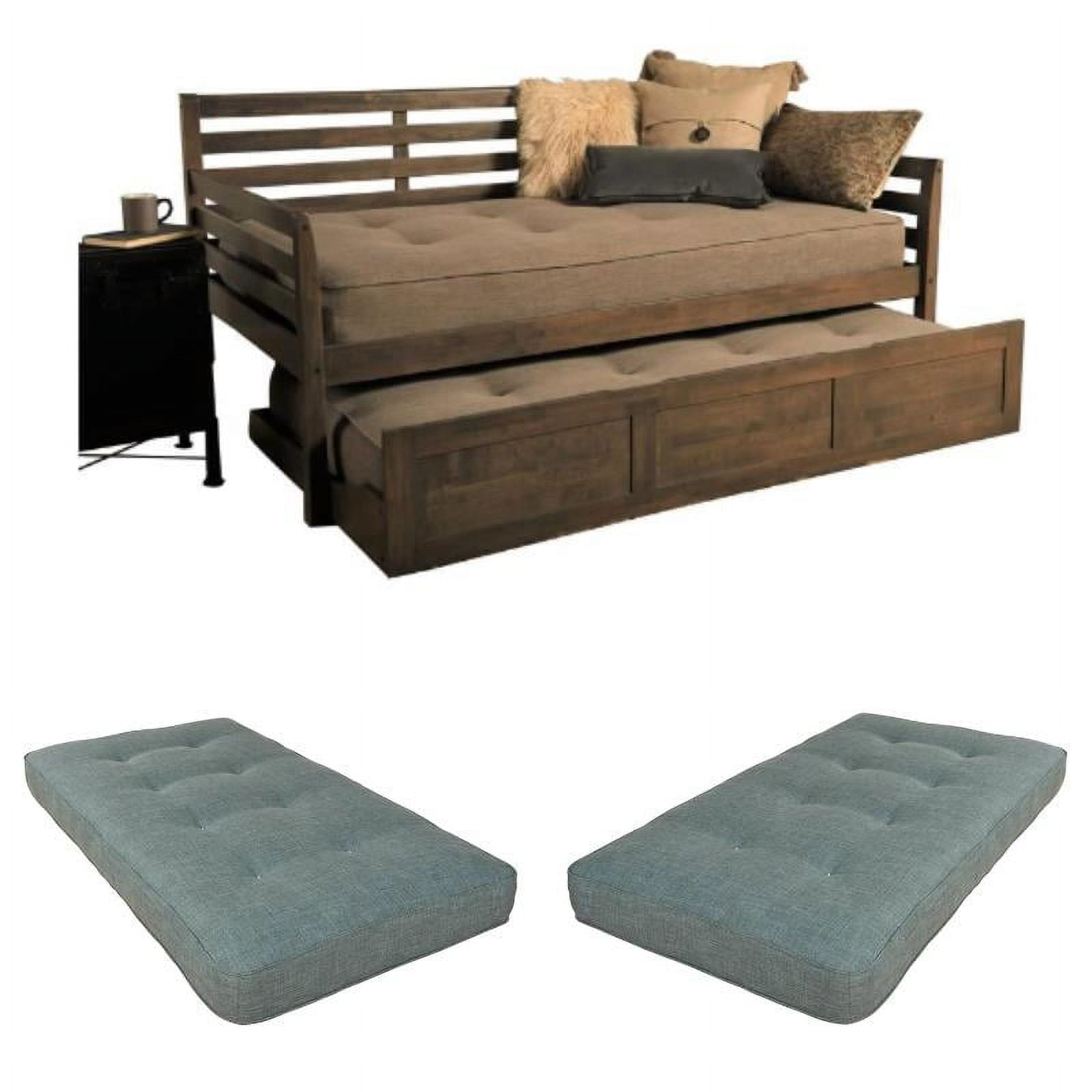 Home Square 3-Piece Set with 2 Daybed Mattresses & Daybed in Rustic Walnut - Walmart.com