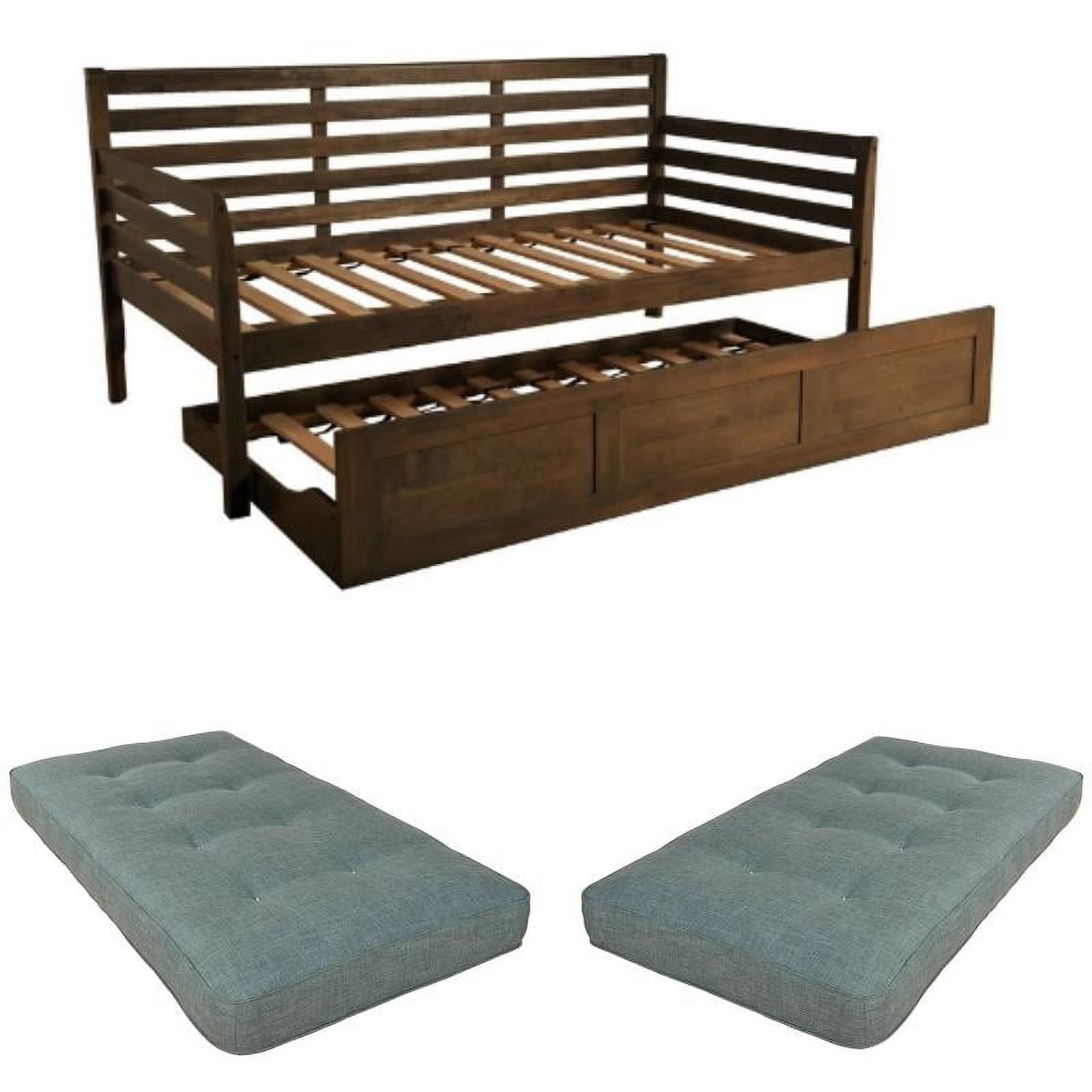 Home Square 3Piece Set with 2 Daybed Mattresses & Daybed in Walnut