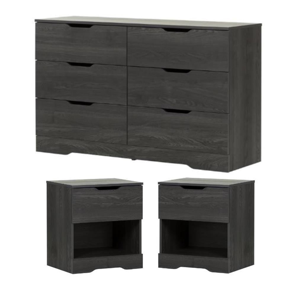 oak grey dresser Soma 59 Inch Rustic 7 Drawer Wide Dresser, Metal Bar Handles, Oak Gray main image 1
