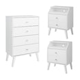 thumbnail image 1 of Home Square 3-Piece Set with 2 Nightstands with Cubby & 4-Drawer Chest in White, 1 of 16
