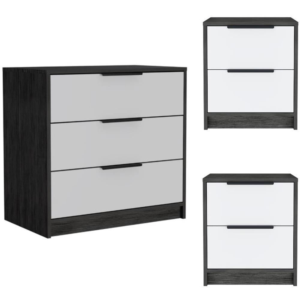 Home Square 3-Piece Set with 3 Drawer Dresser & 2 Nightstands For Bedroom