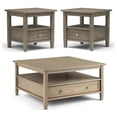 Home Square 3-Piece Set with 36" Square Coffee Table & 2 20" End Side ...