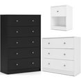 thumbnail image 1 of Home Square 3 Piece Set with 5 Drawer Chest Wood Nightstand and 3 Drawer Chest, 1 of 29
