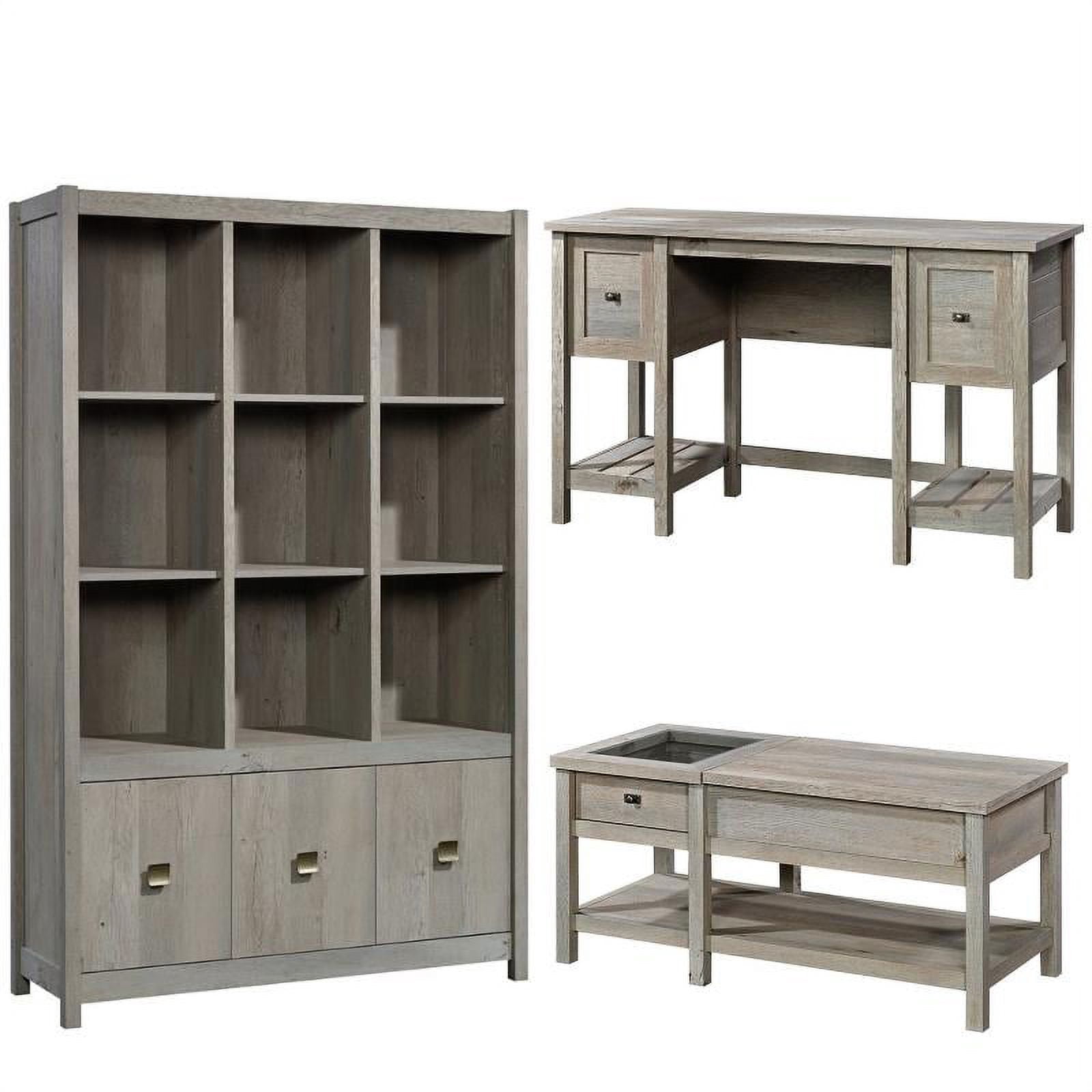 Home Square 3 Piece Set with 9-cubby Bookcase Writing Desk and Coffee ...