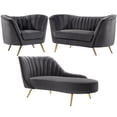 thumbnail image 1 of Home Square 3-Piece Set with Accent Chair Chaise and Loveseat in Gray and Gold, 1 of 10