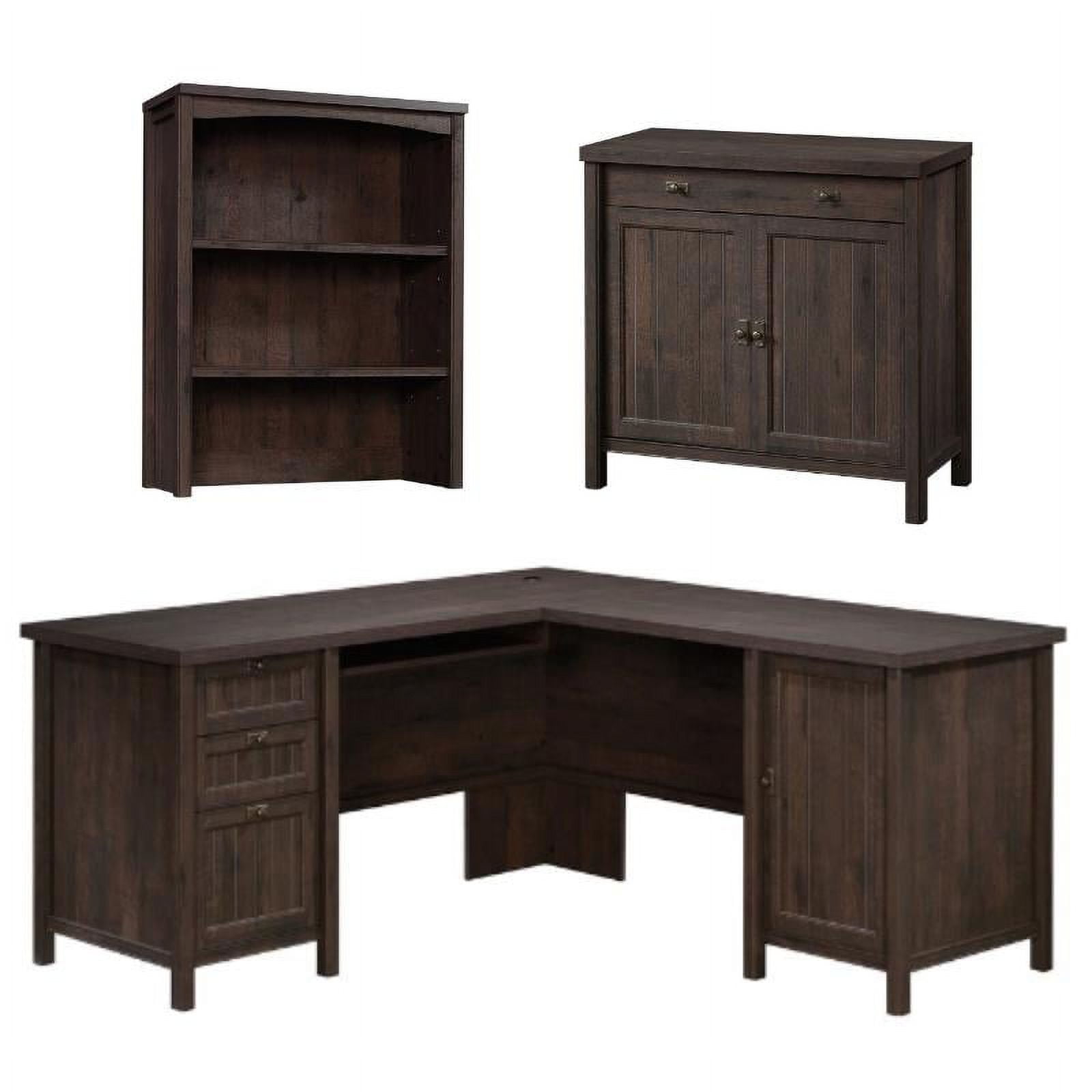 Home Square 3Piece Set with Computer Desk Bookcase Hutch & Library