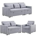 thumbnail image 1 of Home Square 3 Piece Set with Convertible Sleeper Sofa Loveseat and Chair in Gray, 1 of 23