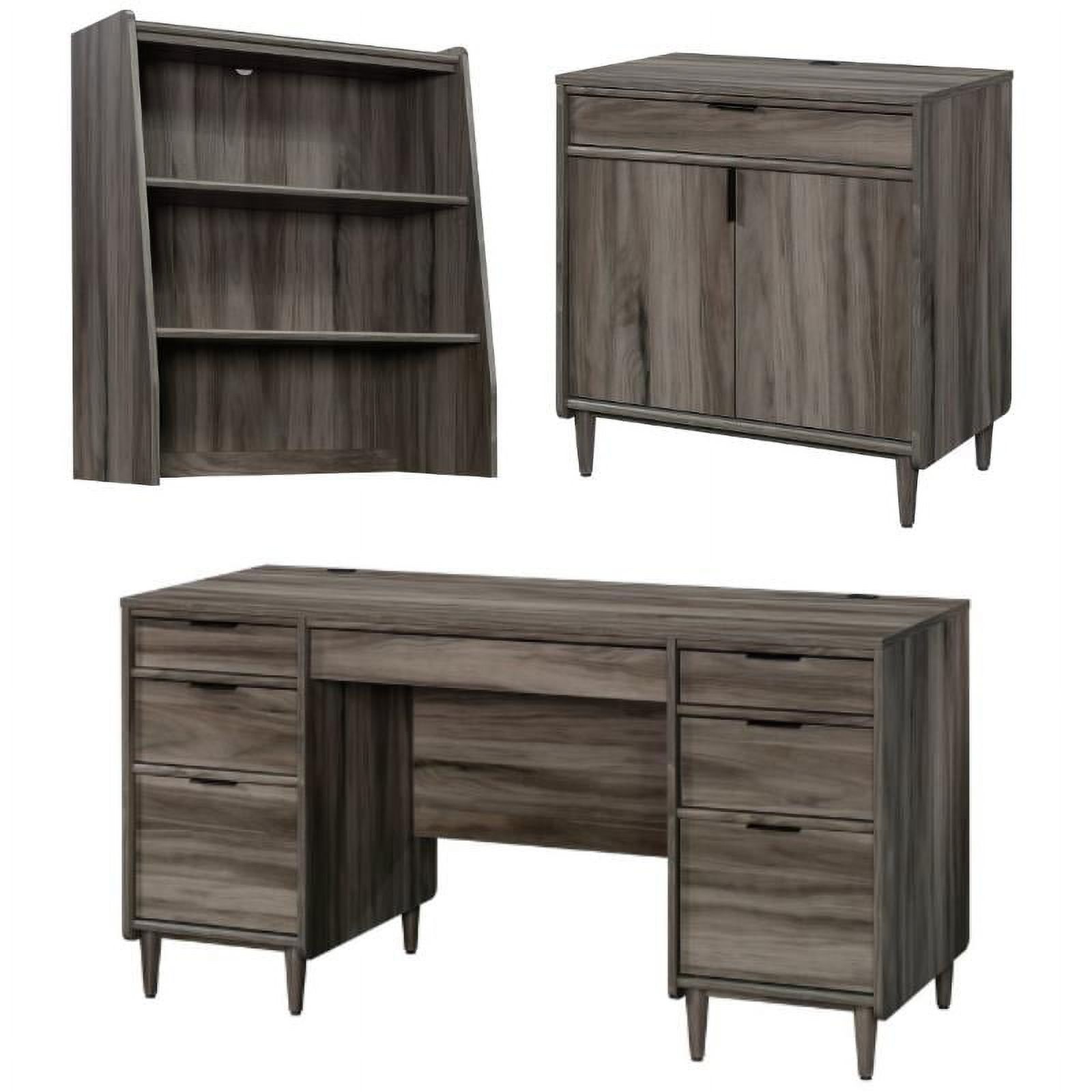 Home Square 3Piece Set with Desk Base Storage & Hutch in Jet