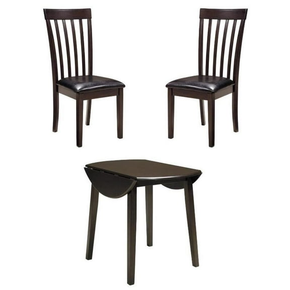 Home Square 3-Piece Set with Dining Table and 2 Side Chairs in Dark Brown