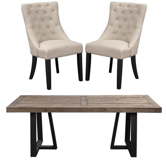 Home Square 3 Piece Set with Dining Table and Dining Side Chairs in Black