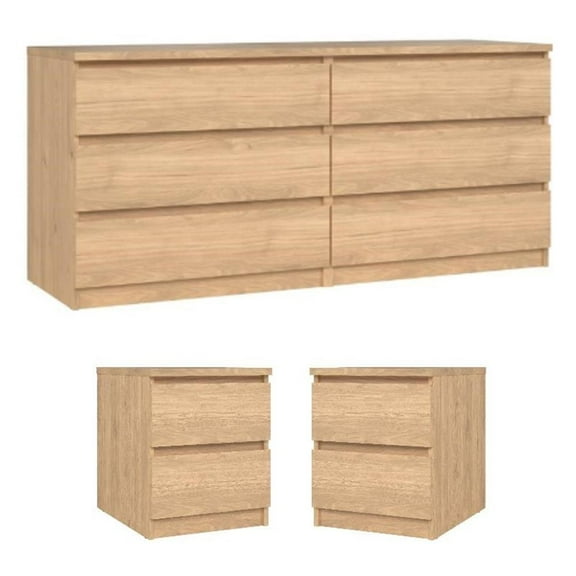 Home Square 3-Piece Set with Double Dresser and 2 Nightstands